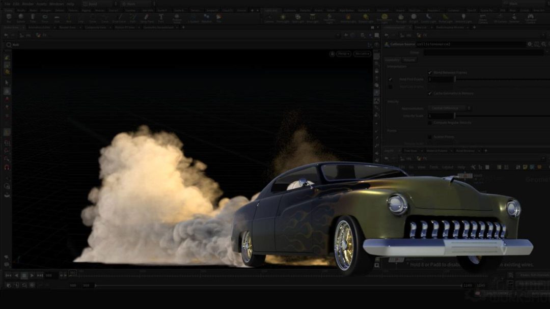 如何在Houdini做逼真的汽车轮胎烟雾视频教程+工程文件 The Gnomon Workshop – Creating Tire Smoke FX in Houdini_img_1