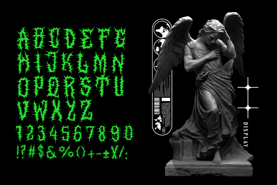 复古品牌海报徽标设计装饰英文字体安装包 Arouns Blackletter Horror Duo Font_img_3