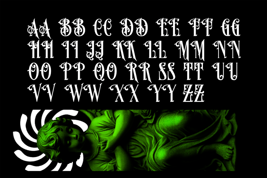 复古品牌海报徽标设计装饰英文字体安装包 Arouns Blackletter Horror Duo Font_img_3