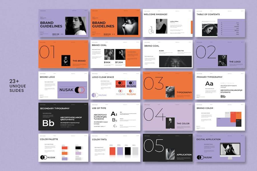 时尚企业营销策划演示文稿设计ppt模版 Brand Guidelines Presentation Template_img_3