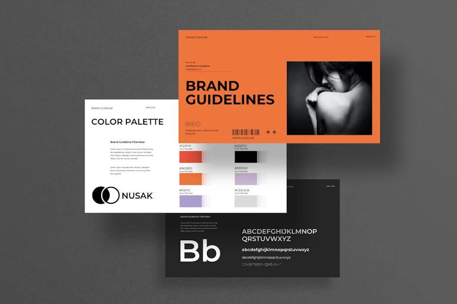 时尚企业营销策划演示文稿设计ppt模版 Brand Guidelines Presentation Template_img_3