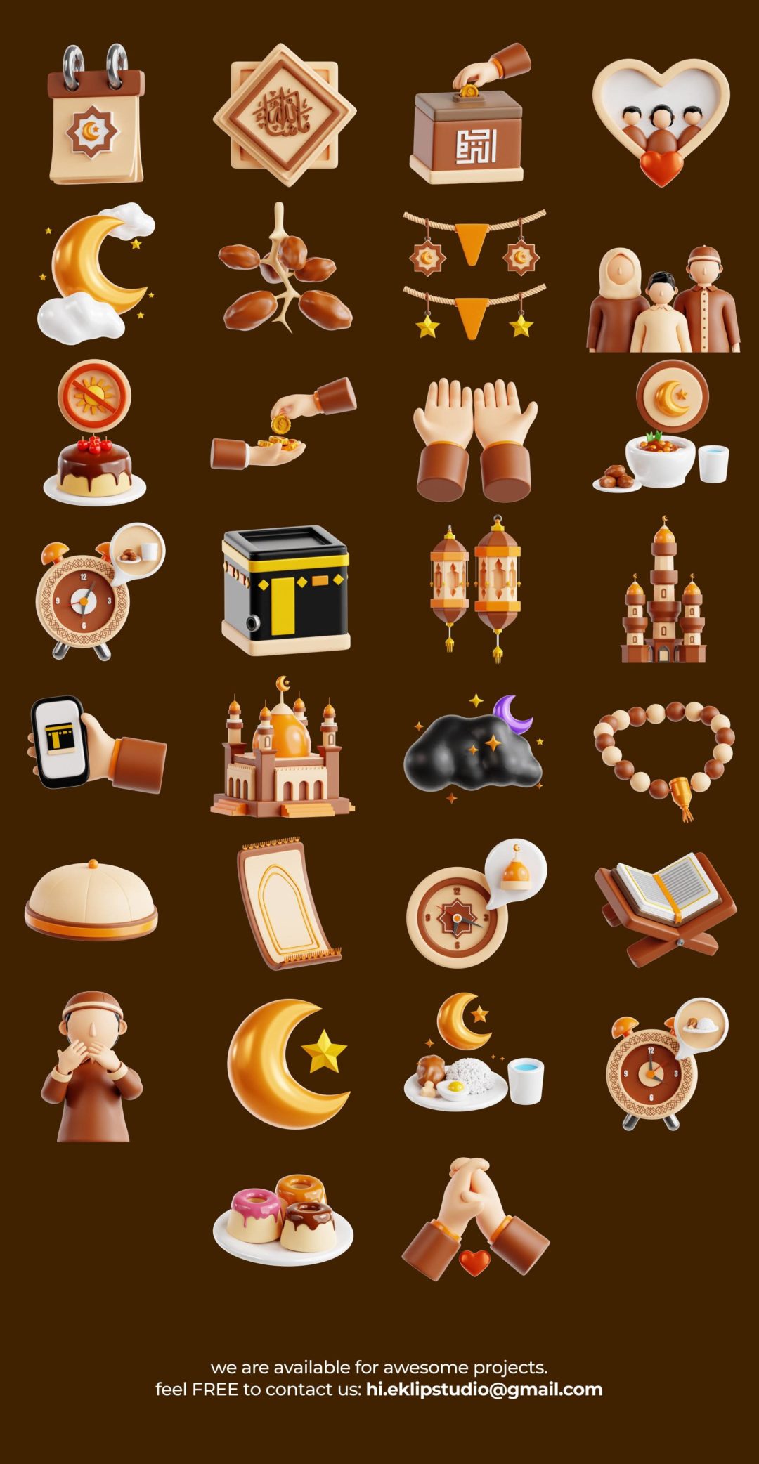 30款伊斯兰穆斯林斋月节APP界面设计3D插图图标Icons素材合集 Ramadan Kareem 3D Icon Set_img_3