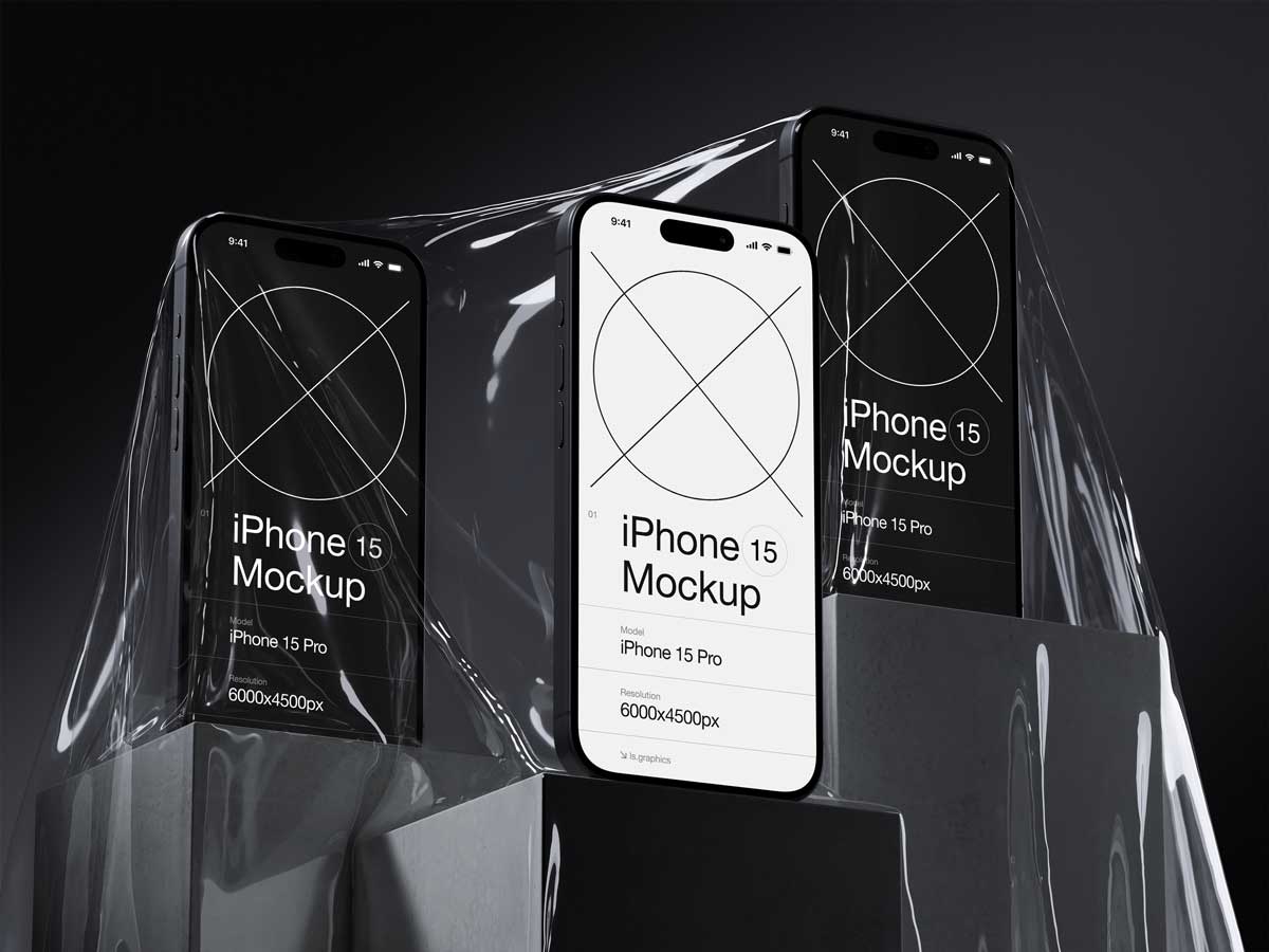 16款暗黑工业风苹果iPhone 15 Pro屏幕演示贴图效果图PSD样机模板 J-Mockups: iPhone 15 Pro_img_2