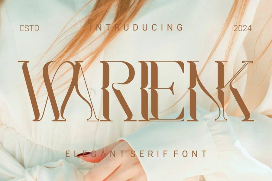 现代优雅婚礼博客标题LOGO徽标设计PS花体英文字体安装包 Warlenk - Elegant Serif Font - —