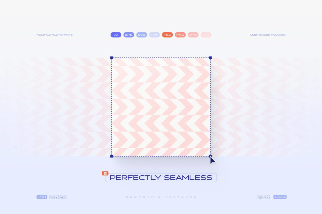 150款简约抽象艺术无缝隙拼接几何图案图形AI矢量设计素材 150 Geometric Seamless Patterns Set - —