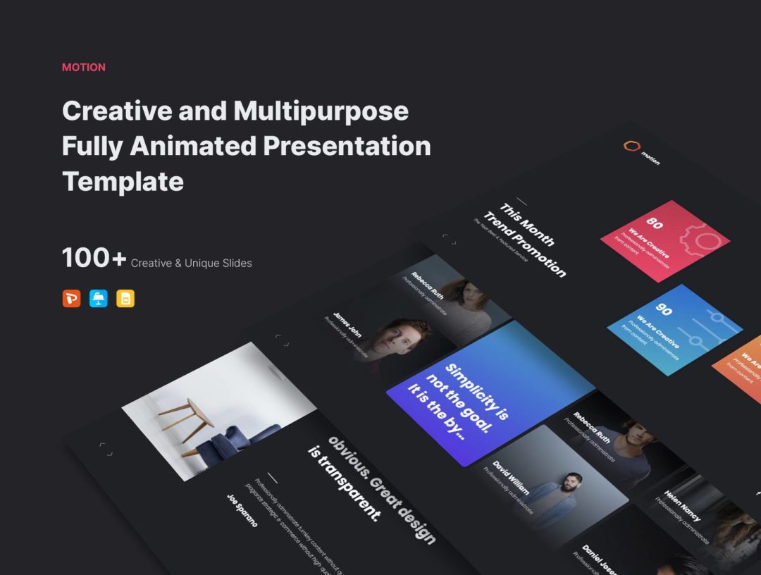 100+页创意暗黑风项目策划品牌营销图文排版设计Keynote&PPT模板素材 MOTION - Multipurpose & Creative Presentation Template_img_3