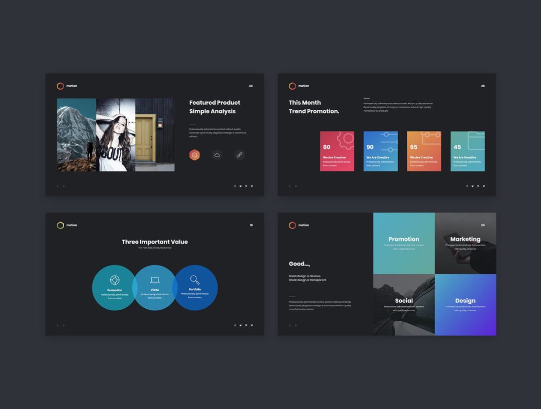 100+页创意暗黑风项目策划品牌营销图文排版设计Keynote&PPT模板素材 MOTION - Multipurpose & Creative Presentation Template_img_3