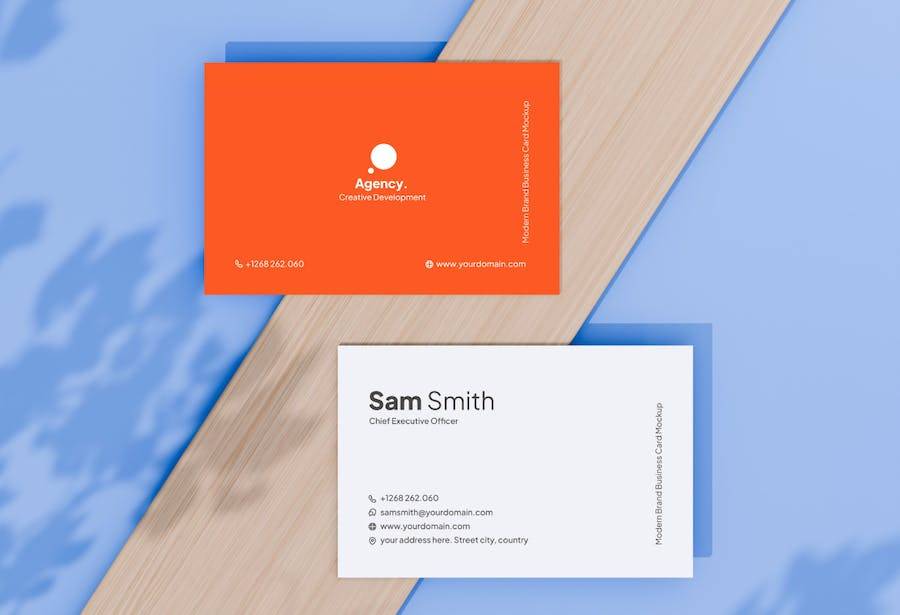 4款逼真个人商务名片卡片设计展示效果图PSD样机模板素材 Corporate Business Card Mockup_img_3