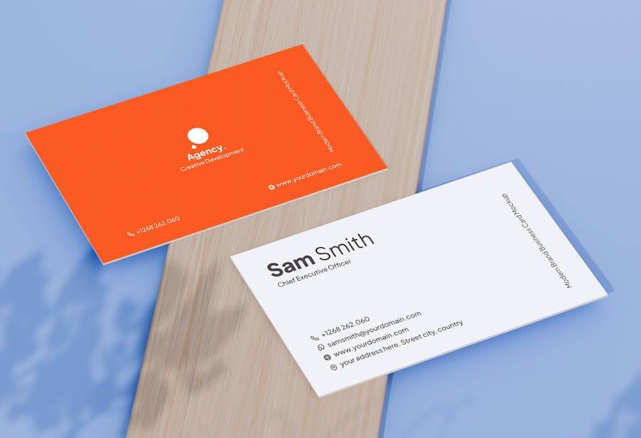 4款逼真个人商务名片卡片设计展示效果图PSD样机模板素材 Corporate Business Card Mockup_img_3