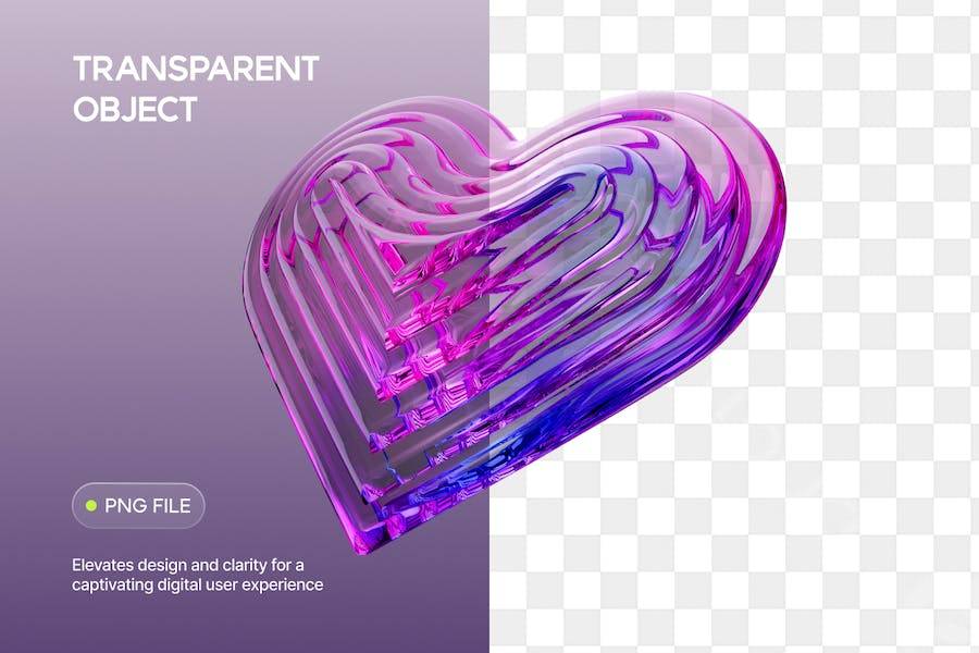 25款浪漫情人节爱情3D心形图标抽象艺术PNG免抠图设计素材 3D Abstract Heart Objects_img_3