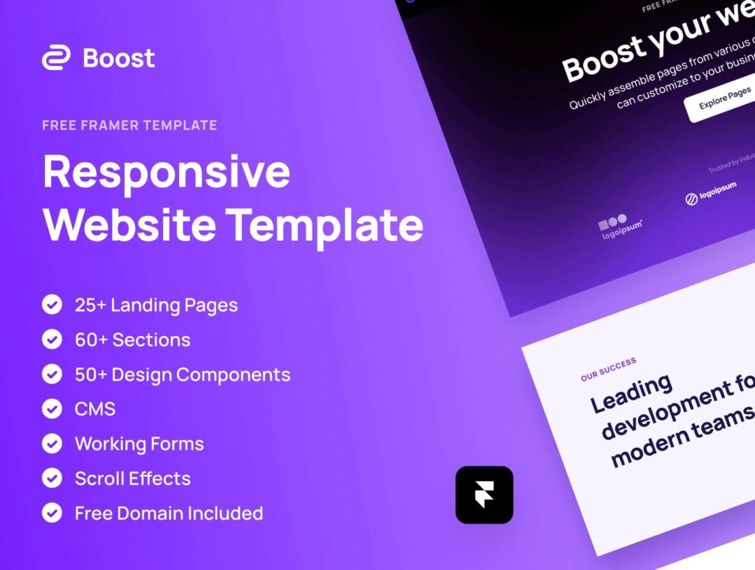 20+款多用途响应式网站界面设计Framer模板素材 Boost - Framer Website Template_img_3