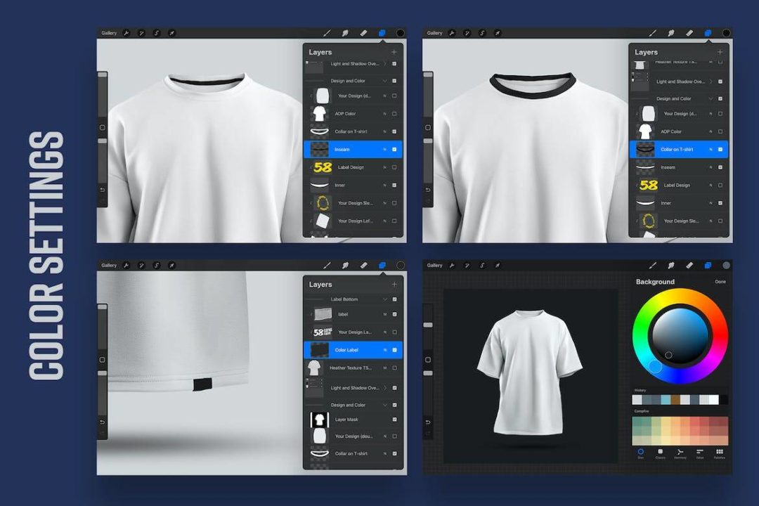 5款时尚超大T恤半袖上衣设计展示效果图样机Procreate模板素材 5 Mockups Oversize T-shirt for Procreate vol.2_img_3