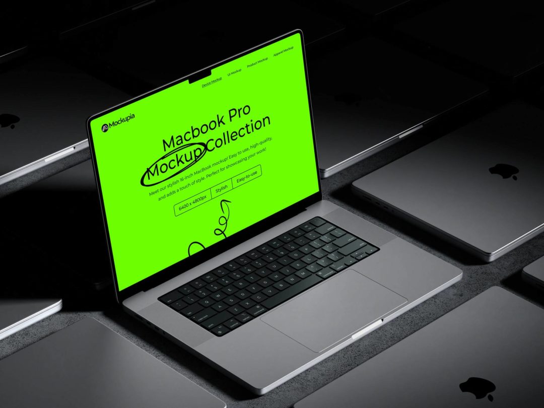 8款暗黑工业风苹果笔记本MacBook Pro屏幕展示贴图PSD效果图样机模板 Apex Macbook Pro Mockups_img_3