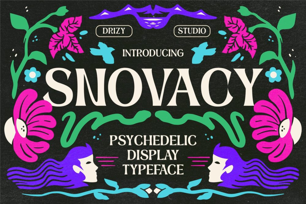 复古杂志海报徽标设计无衬线英文字体安装包 Snovacy Psychedelic Display Font_img_2