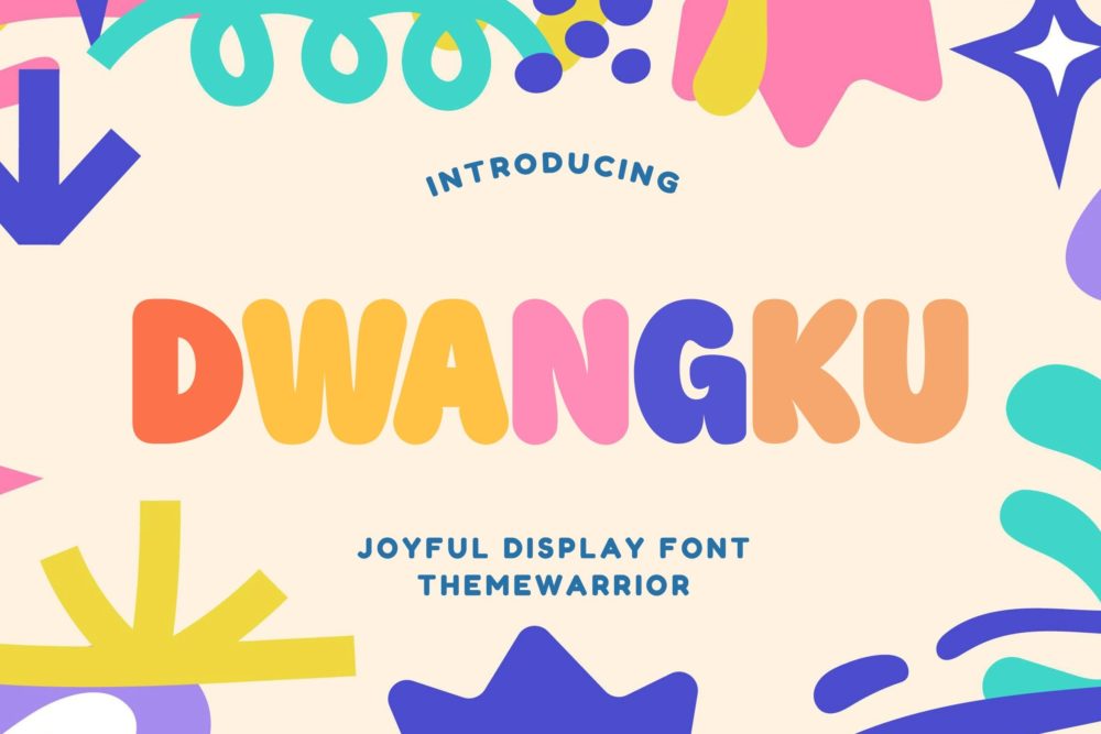 可爱卡通儿童读物海报邀请函设计无衬线英文字体安装包 Dwangku Joyful Display Font_img_2