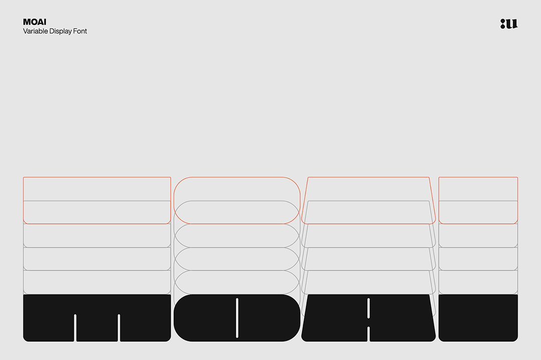 新野兽派产品包装海报杂志标题LOGO徽标设计PS粗体英文字体 Moai Variable - —