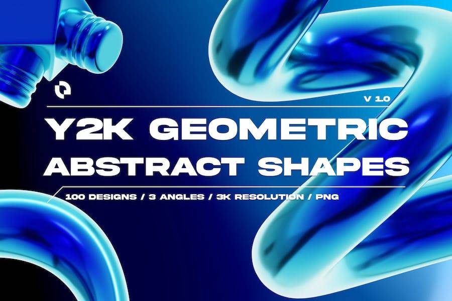 300款复古Y2K风3D立体几何抽象艺术图形Icons图标PNG免抠图设计素材 Y2K Geometric Shape - 3D Icon Set_img_3