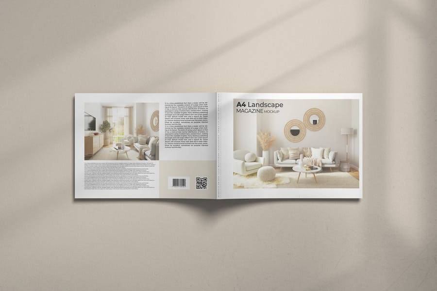 12款时尚横版杂志画册设计展示效果图PSD样机模板素材 Landscape Magazine Mockup_img_3