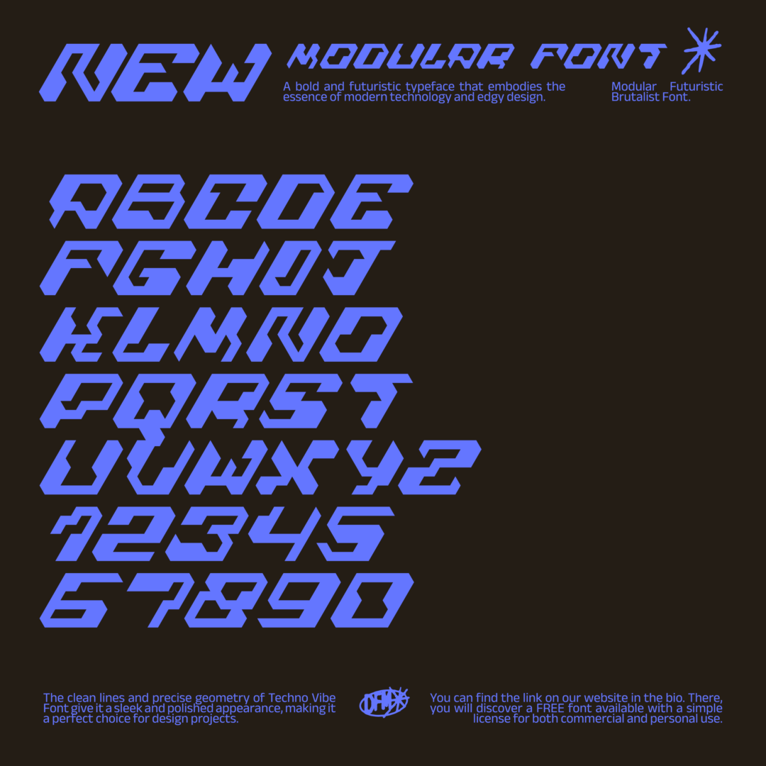 未来潮流硬核抽象机能赛博朋克复古Y2K艺术PS英文字体安装包 Techno Vibe Font - Modular Futuristic Brutalist Font - —