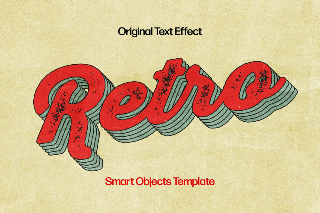 80年代复古3D立体海报电影标题LOGO标志设计PS文本特效样机模板 Retro Text Effect_img_3