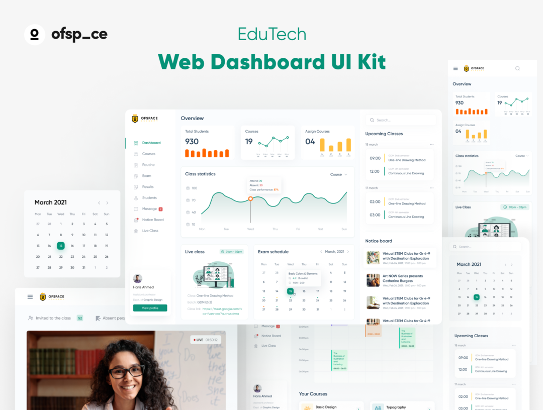 83+屏在线教学学习教育课程网站WEB界面设计FIG&XD模板套件 EduTech - Online Learning Platform UI Kit_img_3