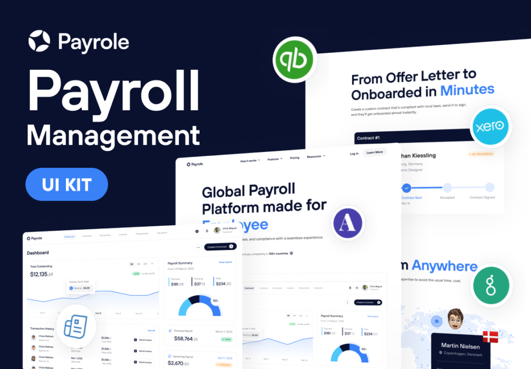 20+屏人力资源薪资管理仪表盘登陆界面设计Figma模板套件 Payrole - Payroll Management Web UI Kit_img_3