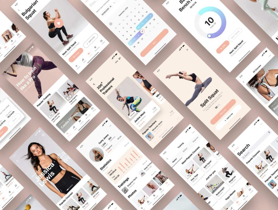 40屏体育锻炼健身数据统计APP界面设计Sketch模板套件 Hermes Fitness Mobile App UI Kit_img_3