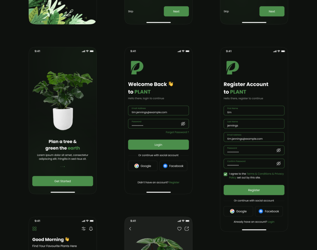 35+屏绿色植物花卉在线购买交易商城APP界面设计Figma模板套件 Plant App UI Kit_img_3