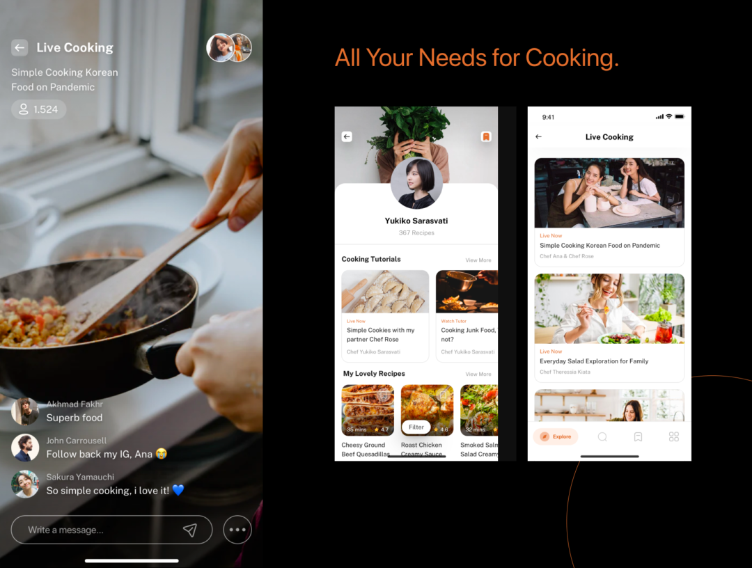 31屏高品质美食食谱烹饪教学课程APP软件界面设计模板套件 Cookly - Cooking Recipes App UI Kit_img_3