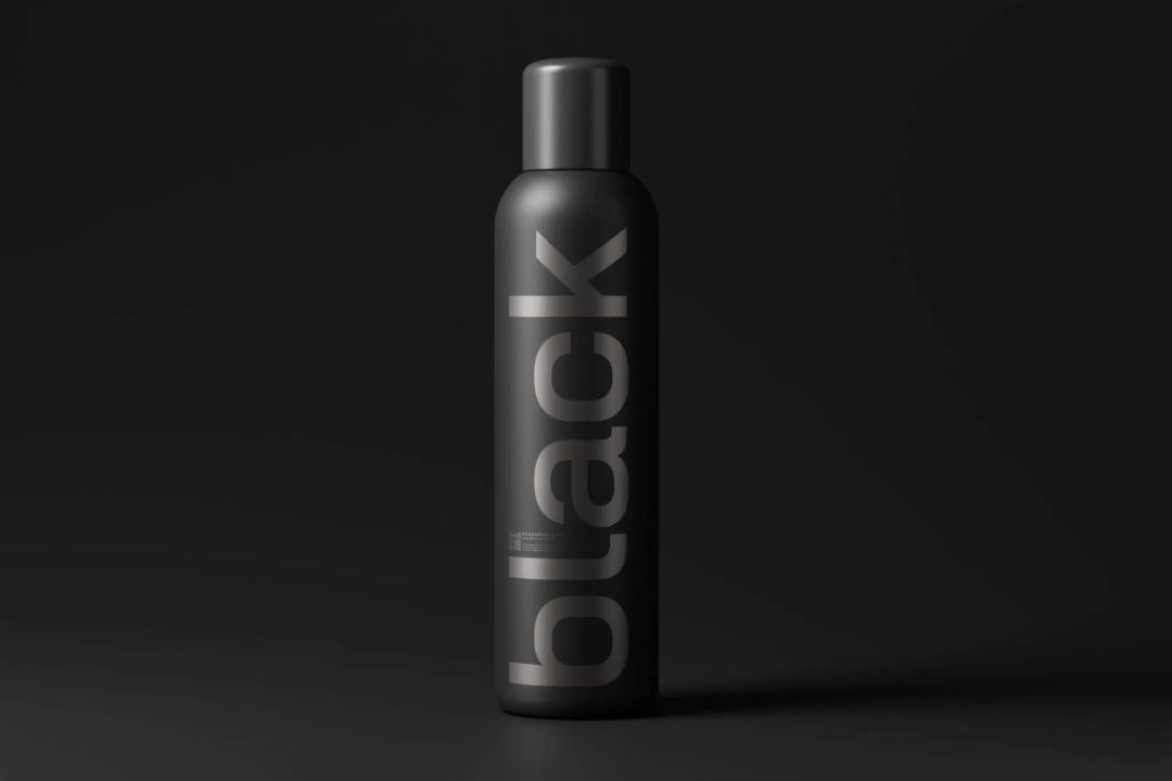 10款暗黑哑光化妆品塑料包装瓶设计展示效果图PSD样机模板 Tall Black Plastic Cosmetic Bottle Mockups_img_3