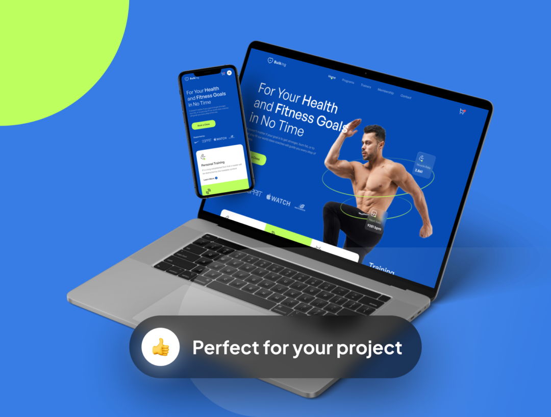 20+屏现代简约锻炼健身网站WEB界面设计Figma模板UI套件+HTML代码 Bulking - Workout Web Templates_img_3