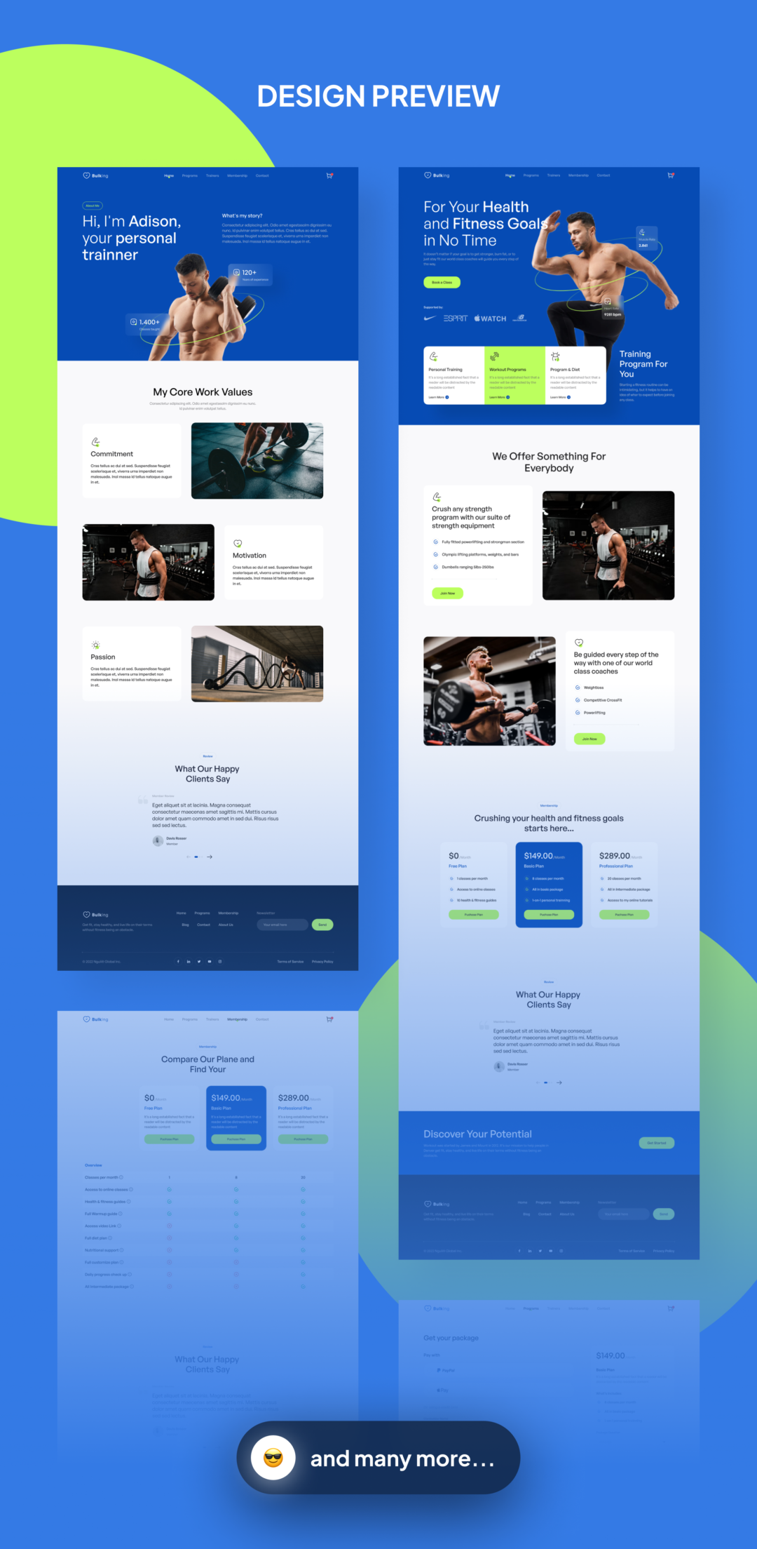 20+屏现代简约锻炼健身网站WEB界面设计Figma模板UI套件+HTML代码 Bulking - Workout Web Templates_img_3