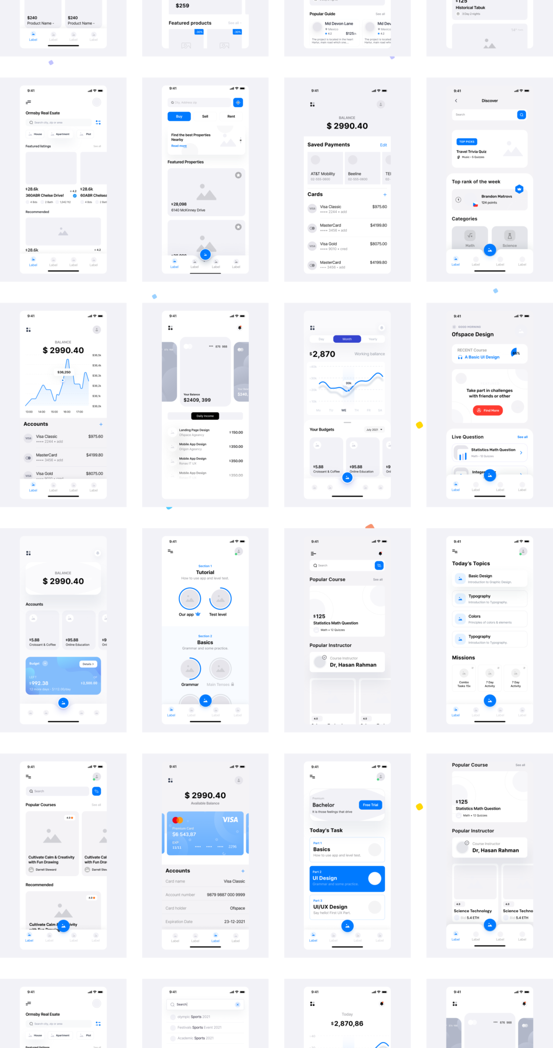 150+屏多用途APP界面设计线框图UX套件素材 Multi-concept App Wireframe UX Kit_img_3