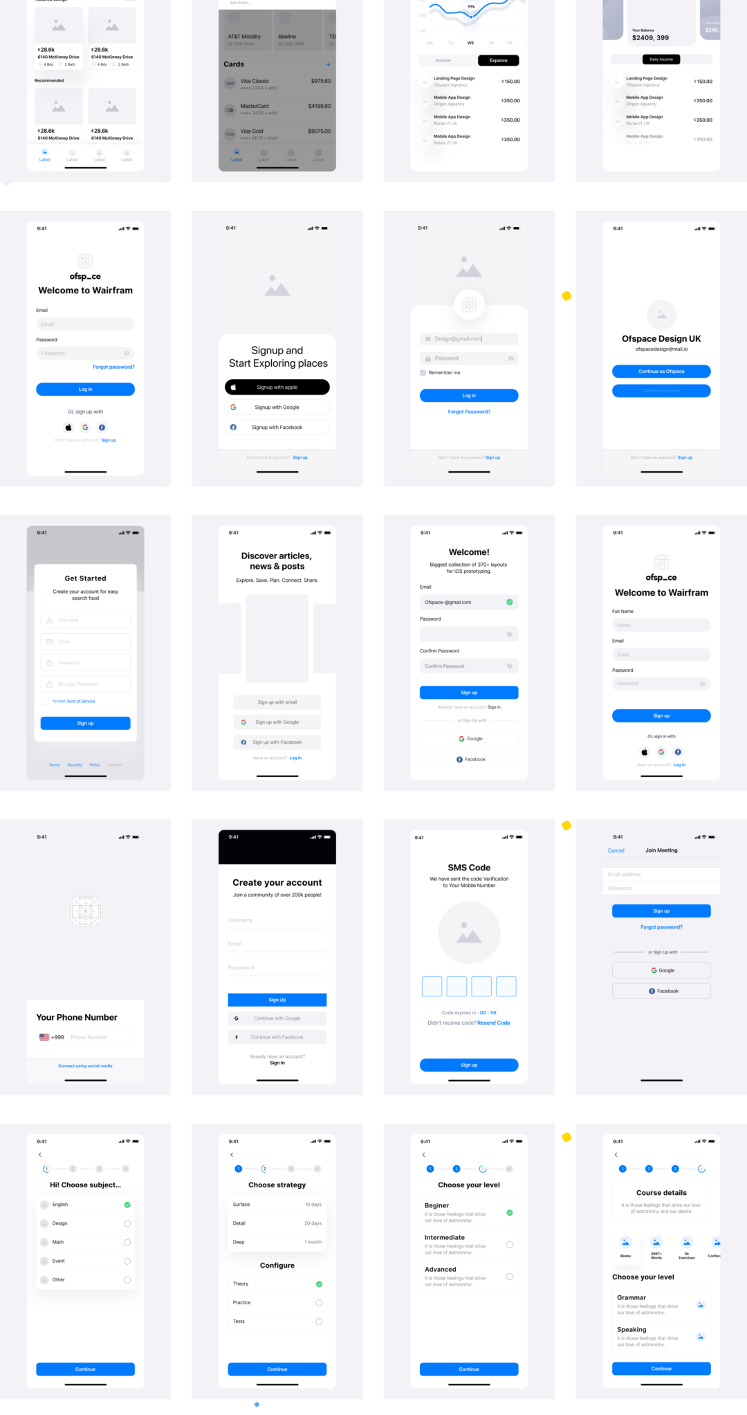 150+屏多用途APP界面设计线框图UX套件素材 Multi-concept App Wireframe UX Kit_img_3