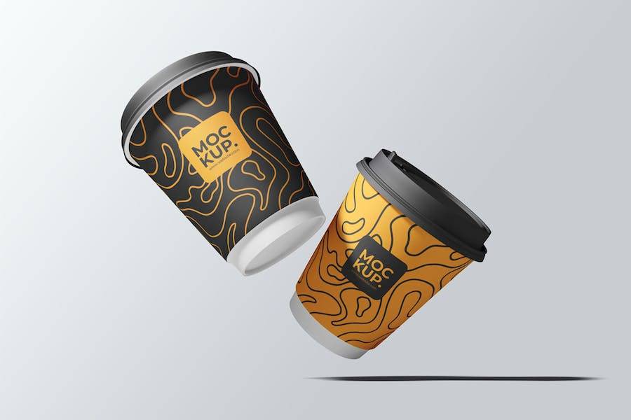 6款时尚一次外卖咖啡纸杯设计展示效果图PSD样机模板 Drink Cup Mockup_img_3