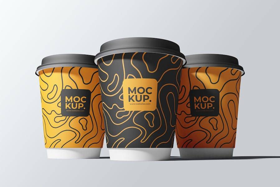 6款时尚一次外卖咖啡纸杯设计展示效果图PSD样机模板 Drink Cup Mockup_img_3