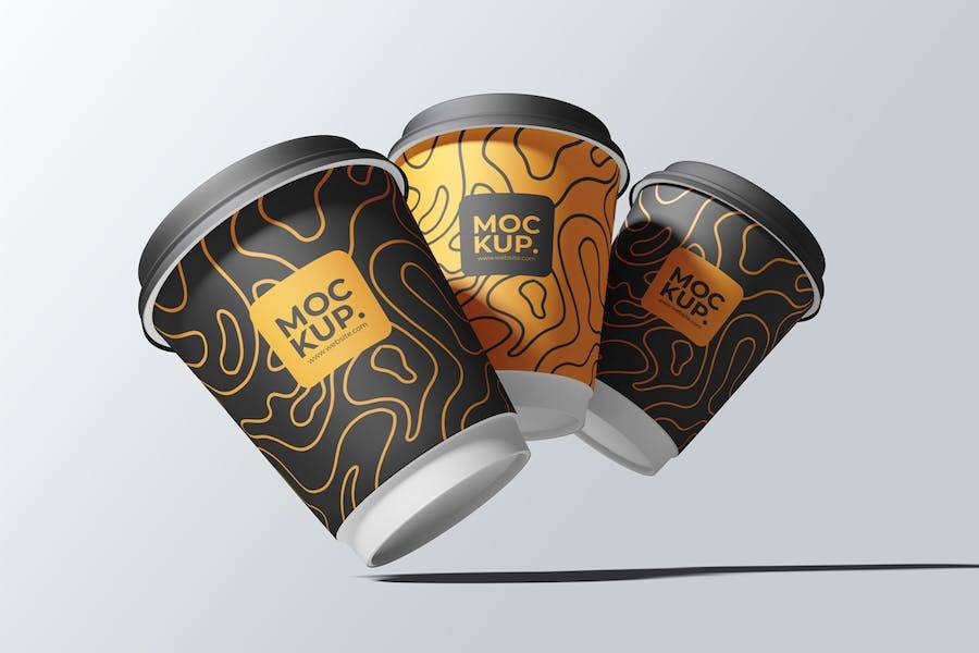 6款时尚一次外卖咖啡纸杯设计展示效果图PSD样机模板 Drink Cup Mockup_img_3