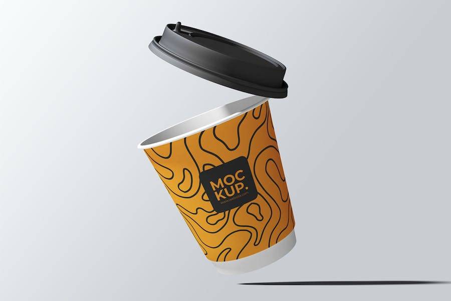 6款时尚一次外卖咖啡纸杯设计展示效果图PSD样机模板 Drink Cup Mockup_img_3