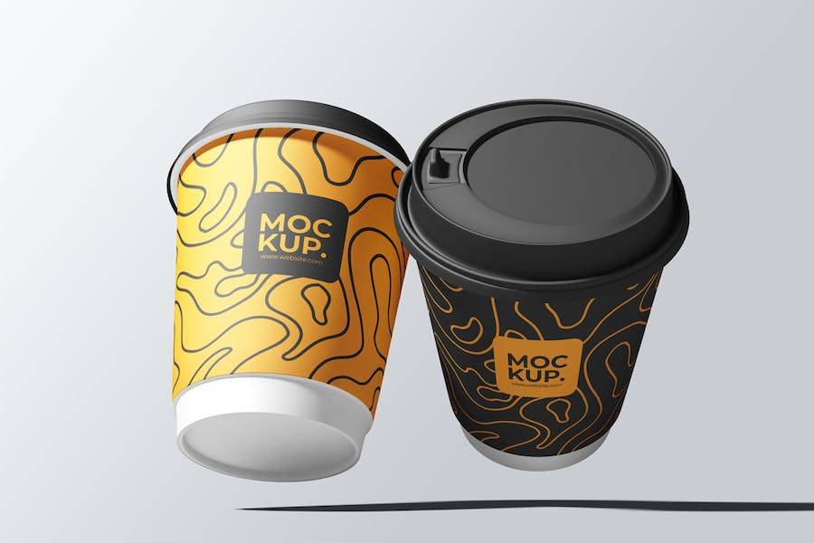 6款时尚一次外卖咖啡纸杯设计展示效果图PSD样机模板 Drink Cup Mockup_img_3