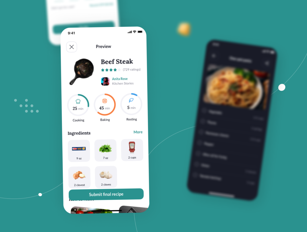 110+屏美食食谱烹饪烘培教学软件APP界面设计模板UI套件 Kifota - Recipes & Cooking UI Kit_img_3