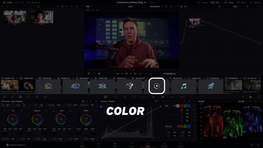 专业达芬奇颜色分级调色色彩校正视频教程 CreativeLive – Color Correction in DaVinci Resolve_img_3