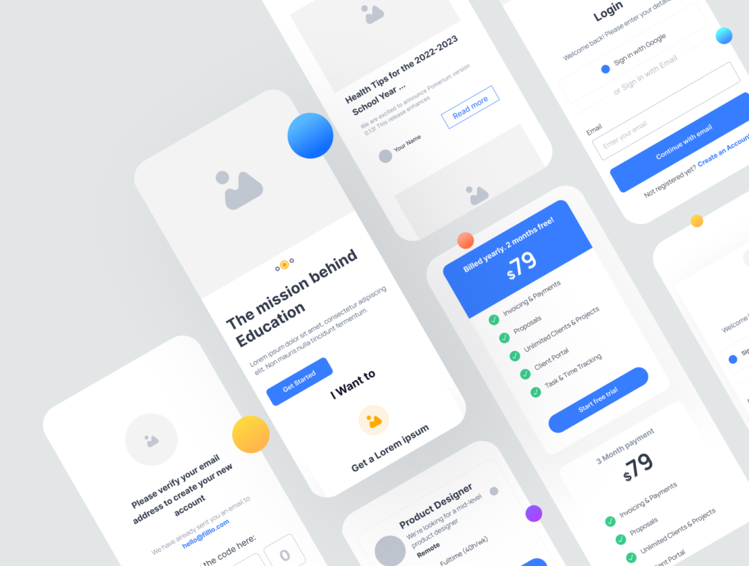 130+屏时尚WEB网站界面设计Figma&XD线框图设计UI套件素材 Filllo Web Wireframe UI Kit_img_3