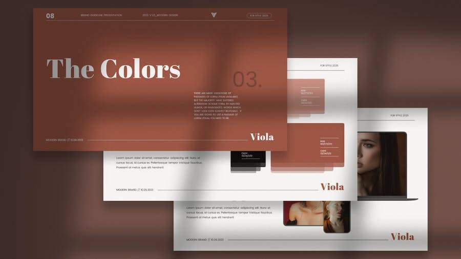时尚简约品牌营销策划提案简报设计Keynote模版 Viola Brand Guideline Keynote Template_img_3