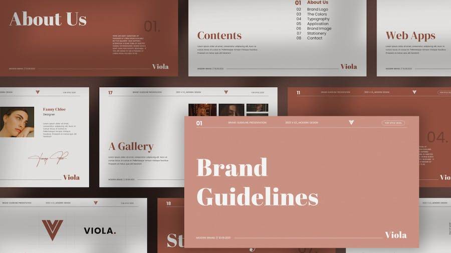 时尚简约品牌营销策划提案简报设计Keynote模版 Viola Brand Guideline Keynote Template_img_3