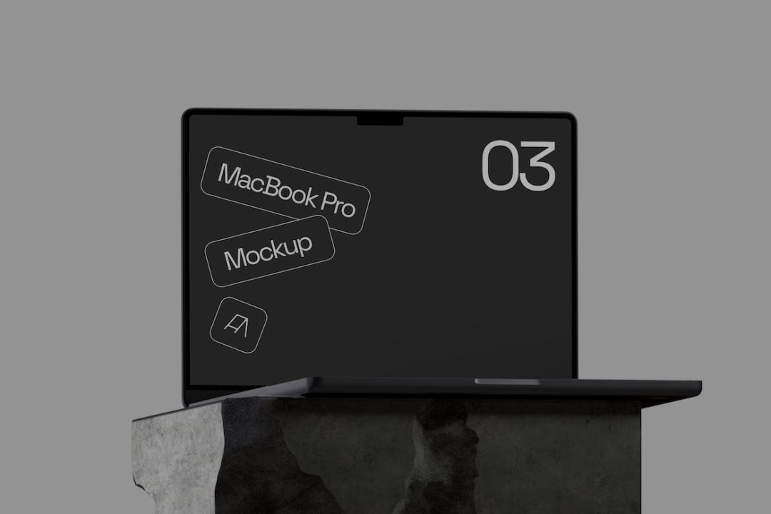 工业暗黑风苹果MacBook笔记本电脑屏幕PS展示贴图样机模板 MacBook Pro Mockup 03_img_3