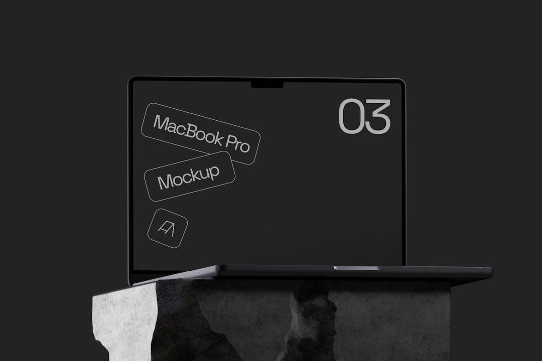 工业暗黑风苹果MacBook笔记本电脑屏幕PS展示贴图样机模板 MacBook Pro Mockup 03_img_3