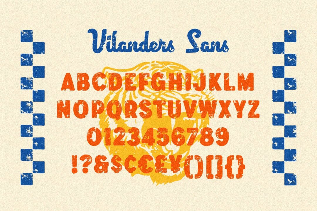 复古印章效果品牌推广服装标题徽标LOGO设计粗体英文字体 Vilanders - Vintage Stamp Font_img_3