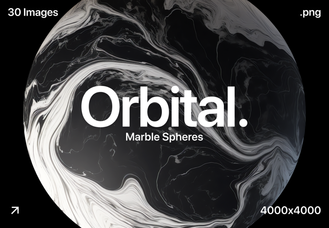 30款未来科幻黑白圆形球体星球大理石纹理PNG免抠图设计素材 Orbital – Marble Spheres_img_3