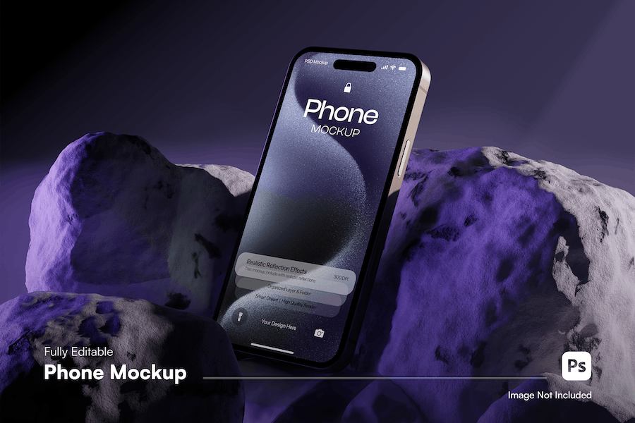 工业风混凝土背景苹果iPhone 15 Pro屏幕展示贴图PSD样机模板 Iphone 15 Pro Mockup_img_3