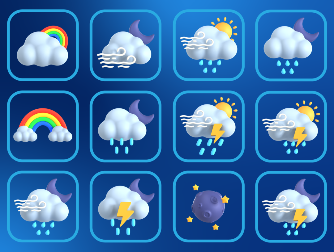 46款3D立体天气预报气象预告图标Icons设计素材 Weather 3D Icon Set_img_3